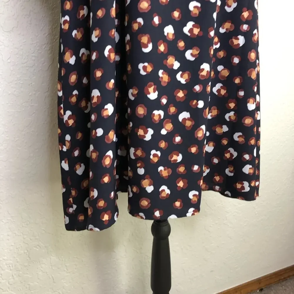 Ann Taylor navy blue red gold white shift dress size Medium